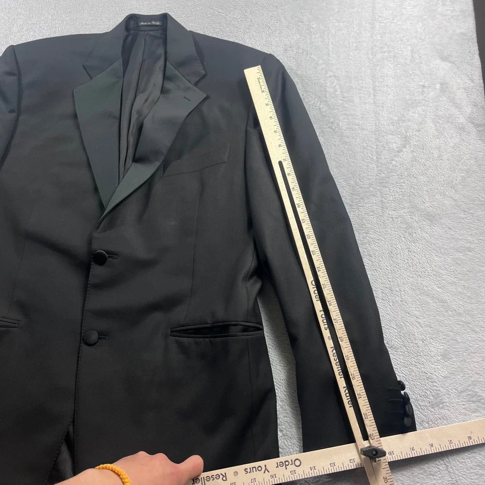 Canali Mens Black Pure Wool Tuxedo Jacket Blazer Made in Italy‎ Size 52R 42R